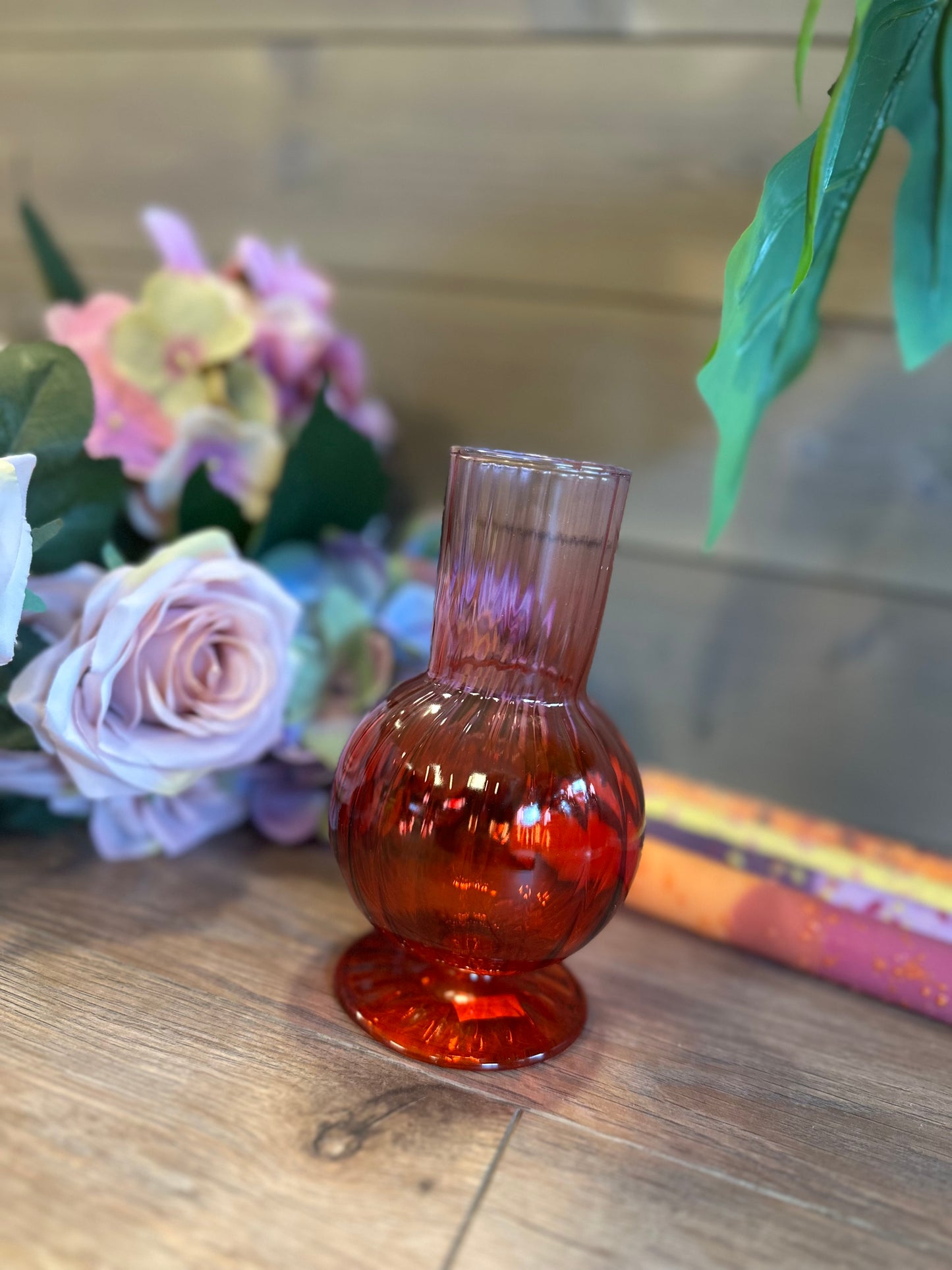 Jacquard Vase med Fargegradient – Rød, H14,5 cm