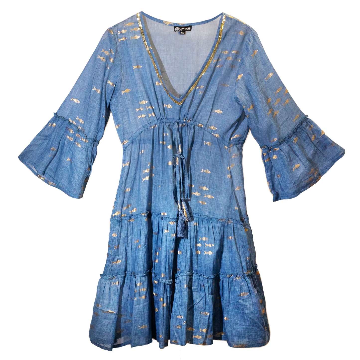 Sea Blue & Gold Fish – Beach Dress