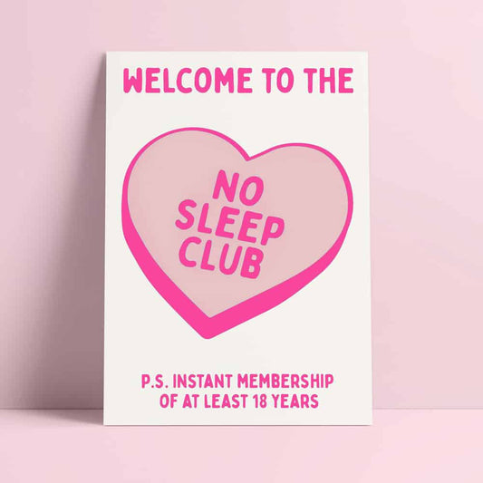 No sleep club pink neon Risograph Postcard