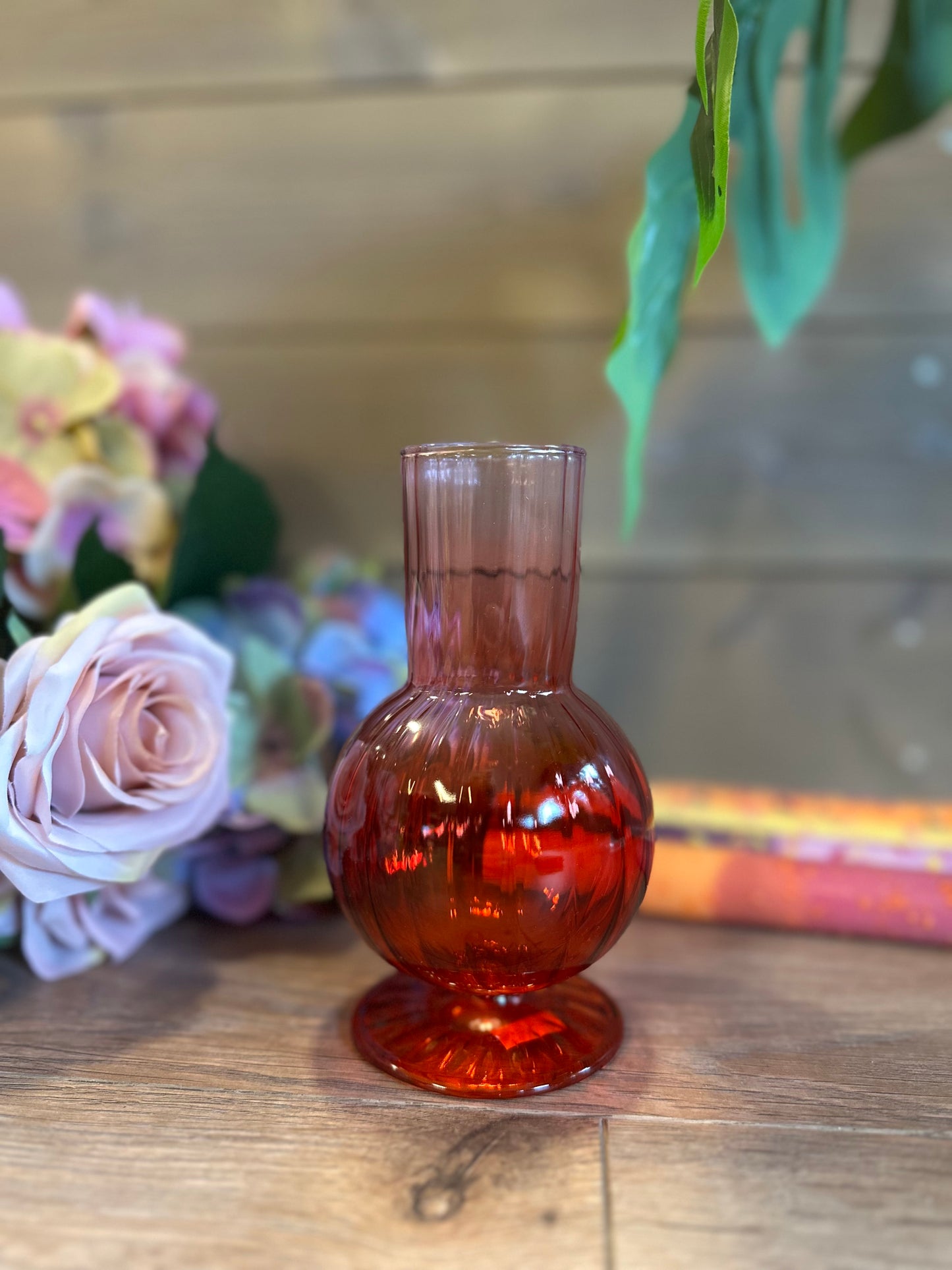 Jacquard Vase med Fargegradient – Rød, H14,5 cm