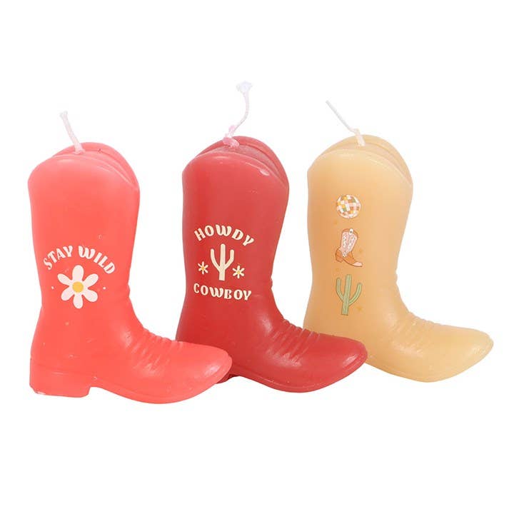 Sett med 3 Cowboy Boot Lys