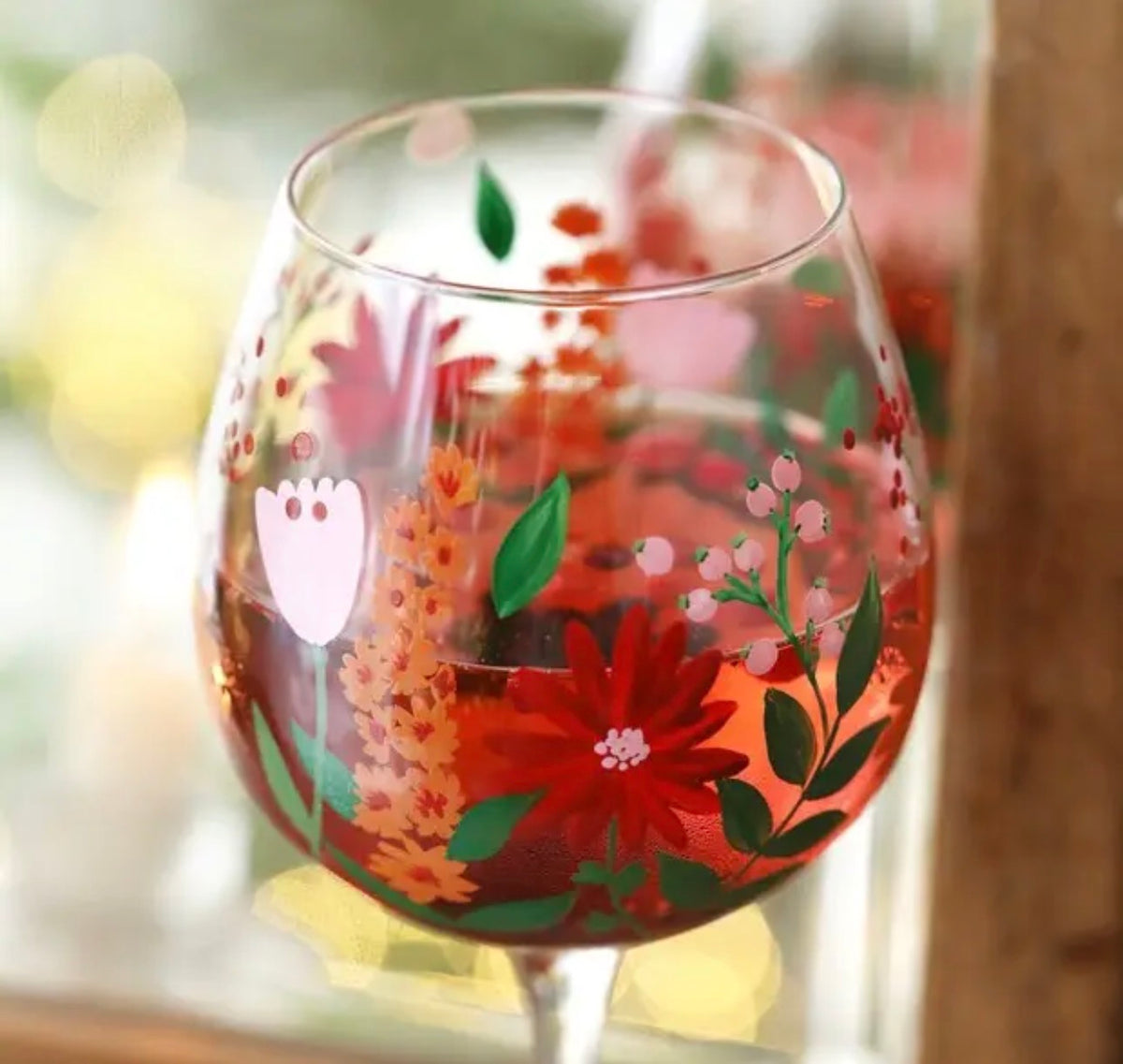 Håndmalt Wildflower Balloon Gin Glass
