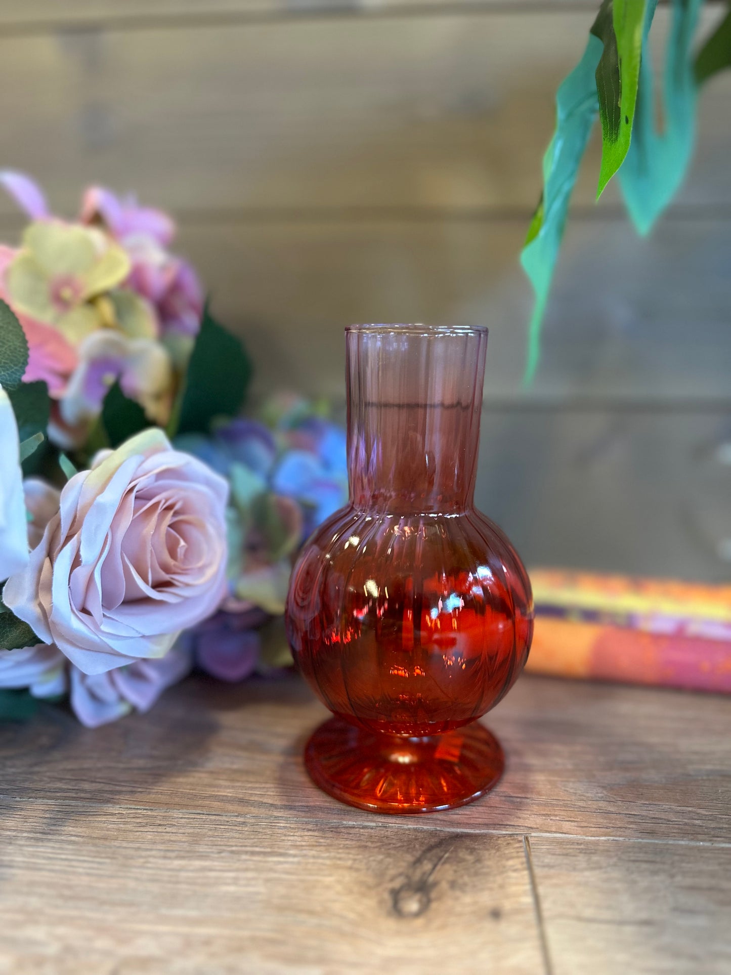 Jacquard Vase med Fargegradient – Rød, H14,5 cm