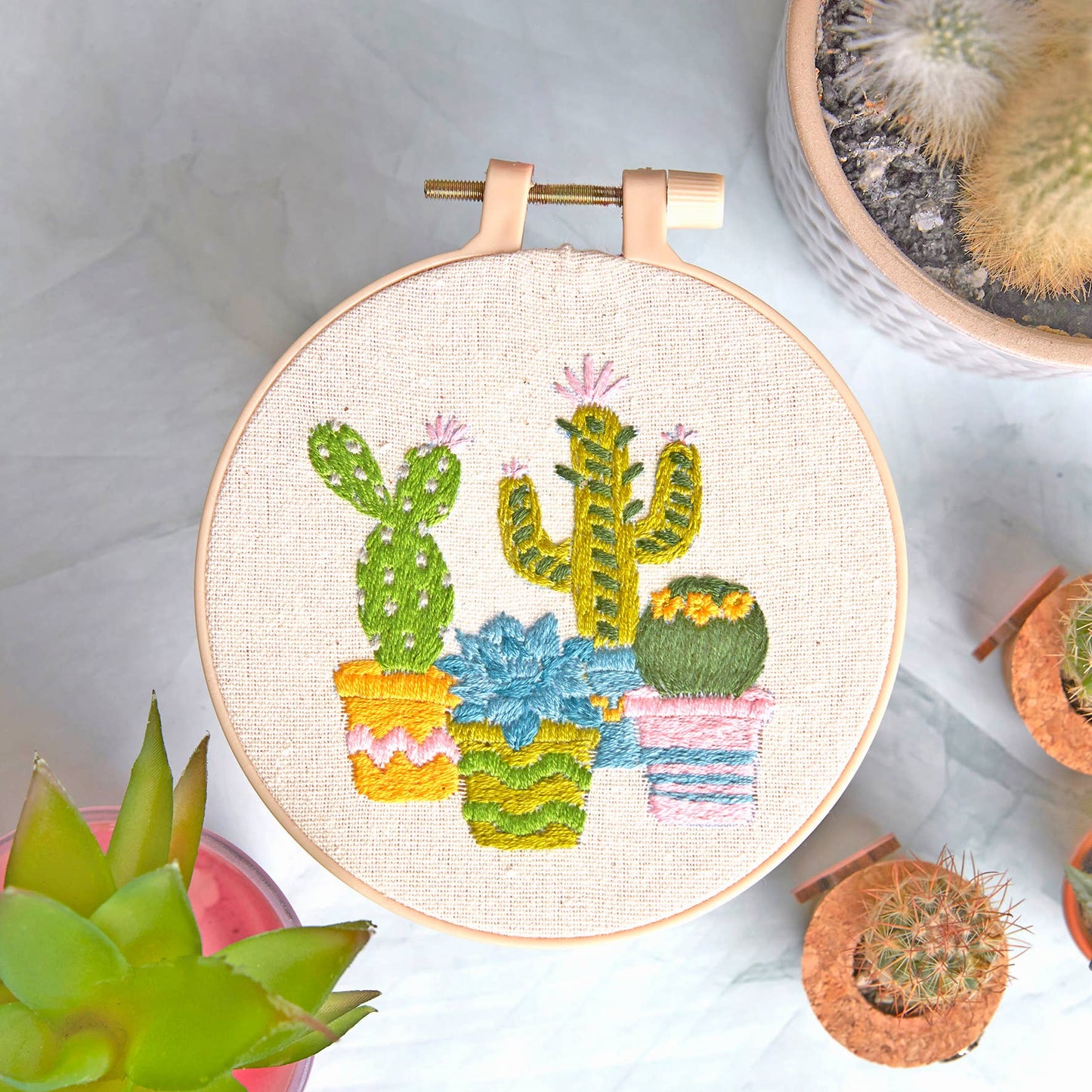 Broderikit Kaktuser Pastell
