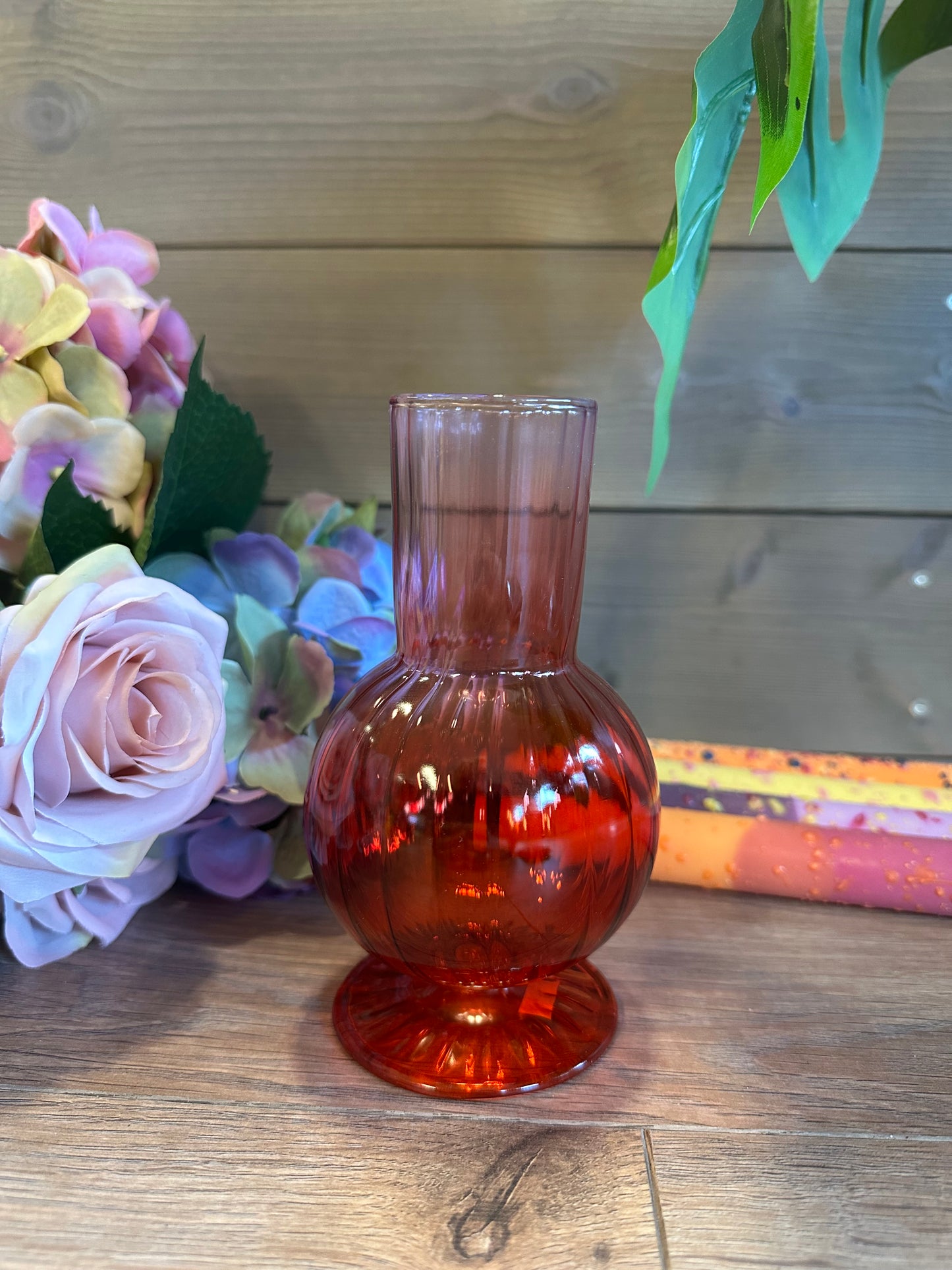 Jacquard Vase med Fargegradient – Rød, H14,5 cm