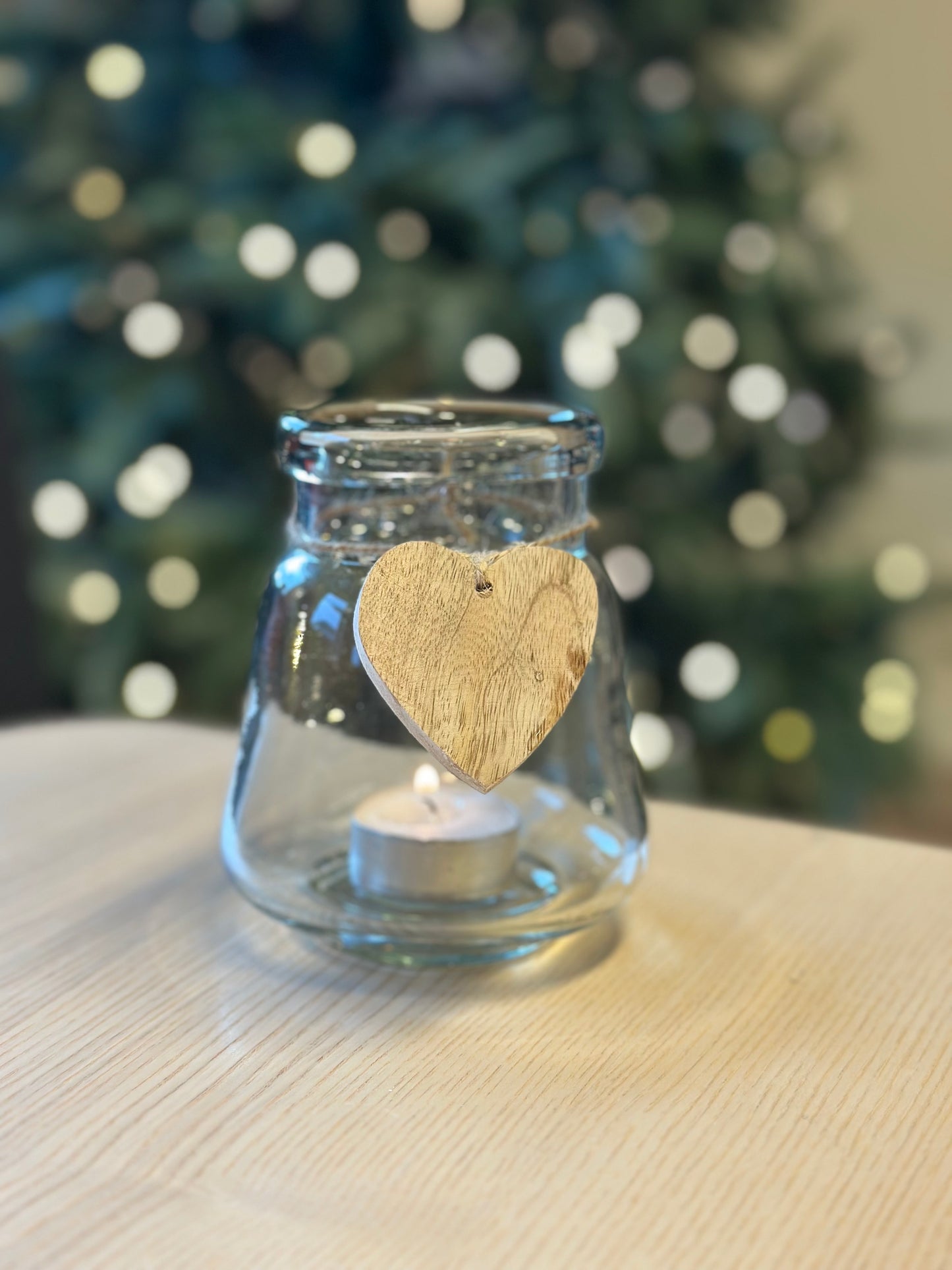 Lysglass M Trehjerte H 11 Cm