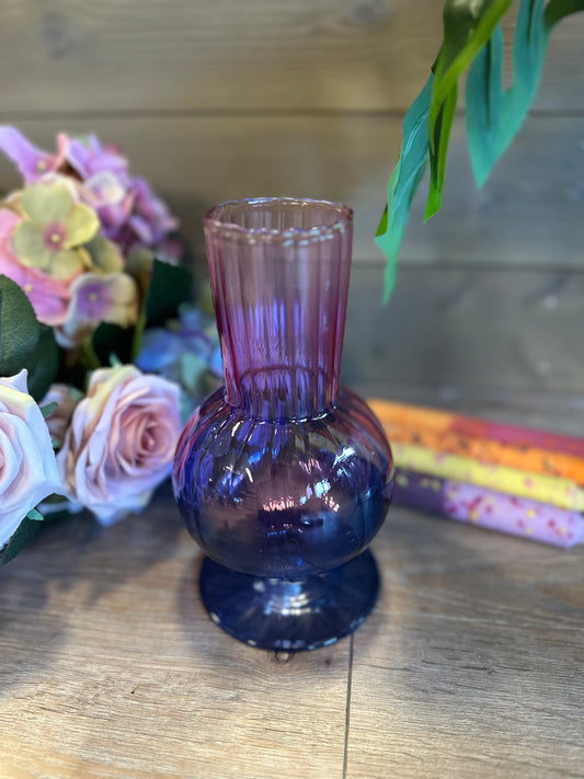 Jacquard Vase – Lilla fargegradient med fot, H20 cm