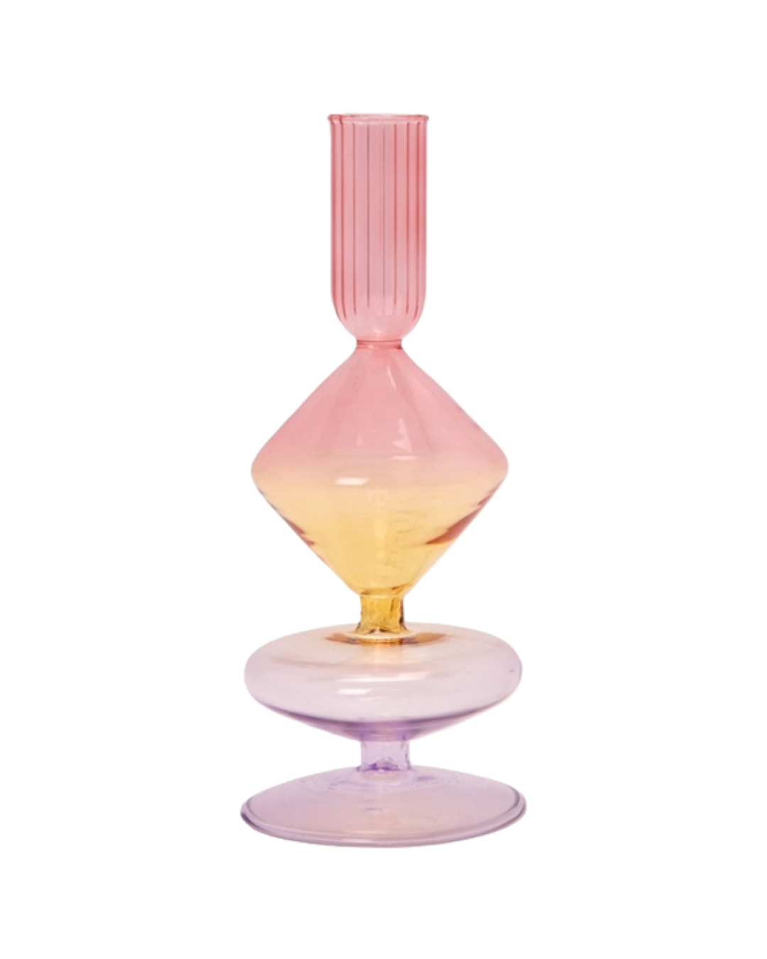 Glass lysestake, lilla/gul/rosa