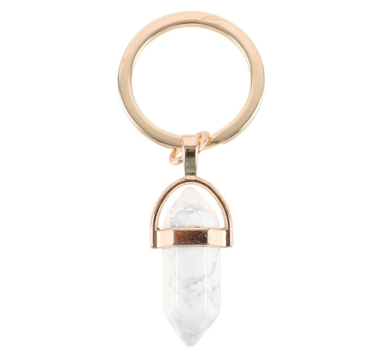 Howlite Krystall Nøkkelring