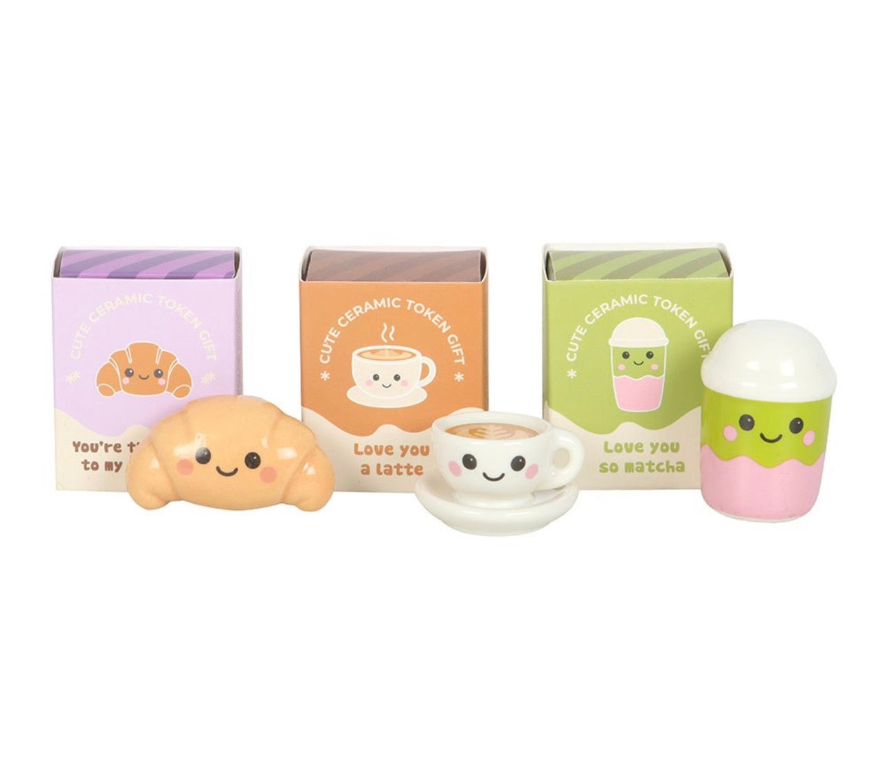 Kawaii Kafé mini keramikkfigur – Velg variant ☕🍰💛
