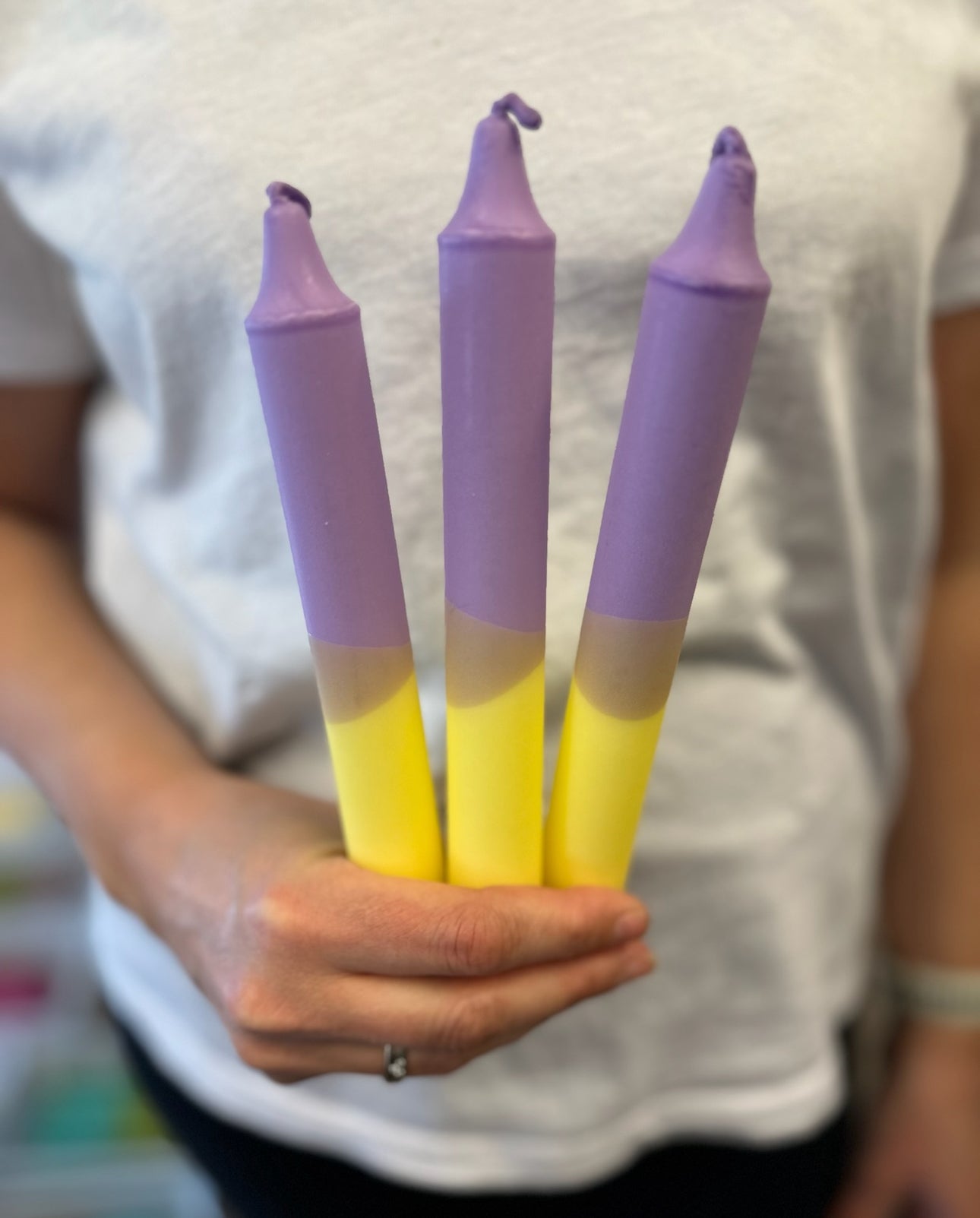 Lys 1 stk - Gul / Lilla