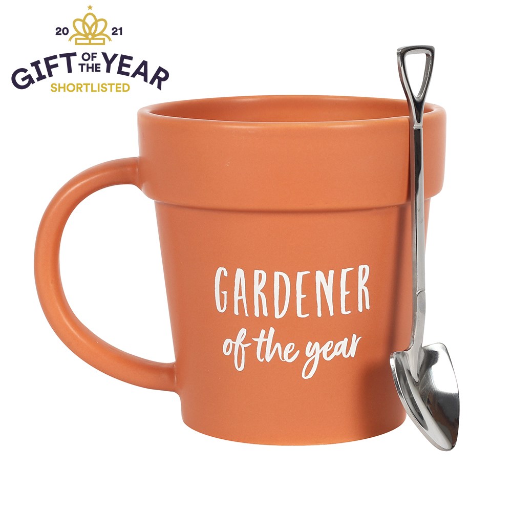 Gardener of the Year krus med potte og spadeskje