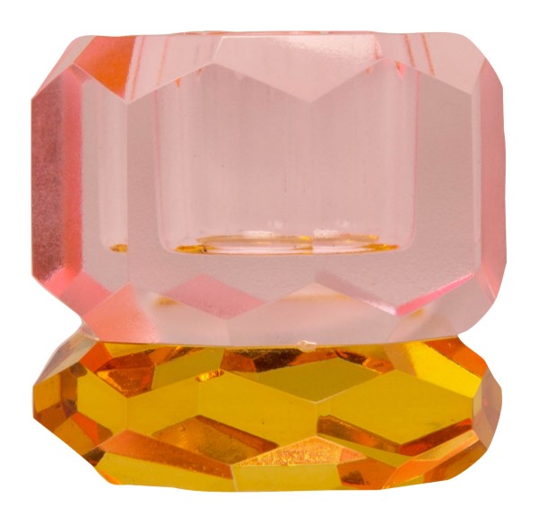 Krystallysestake,Gul/Pink, 4,5x4,5x4,5 cm