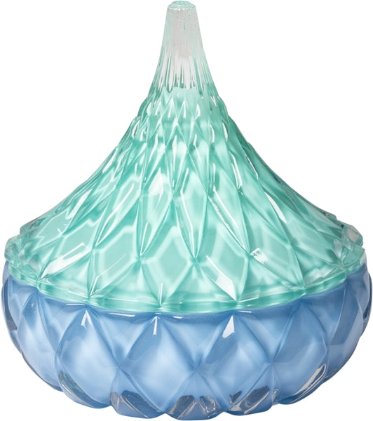 Bonbonniere, blå/lys grøn, 13xø12,5 cm