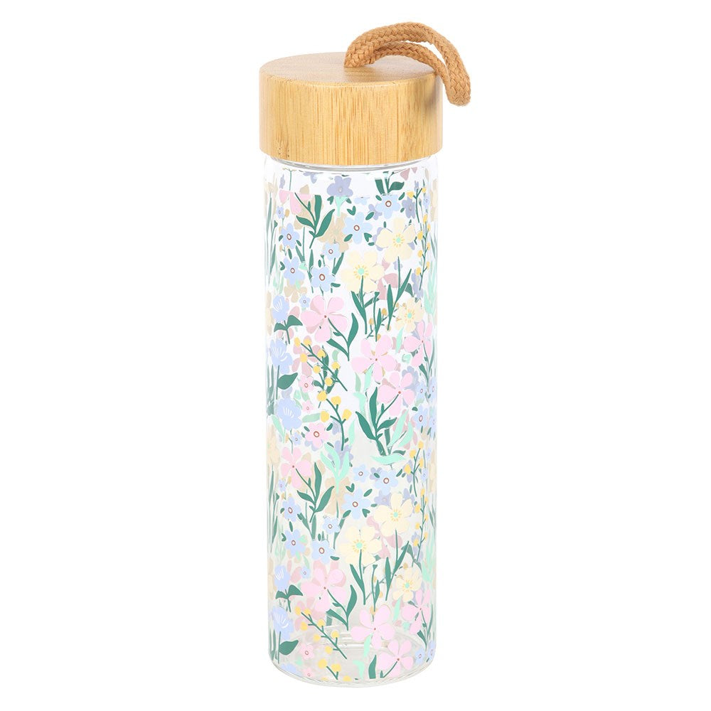Blomster Glassflaske med bambuslokk