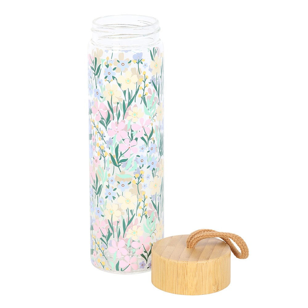 Blomster Glassflaske med bambuslokk
