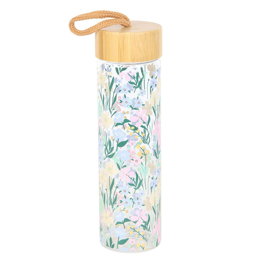 Blomster Glassflaske med bambuslokk