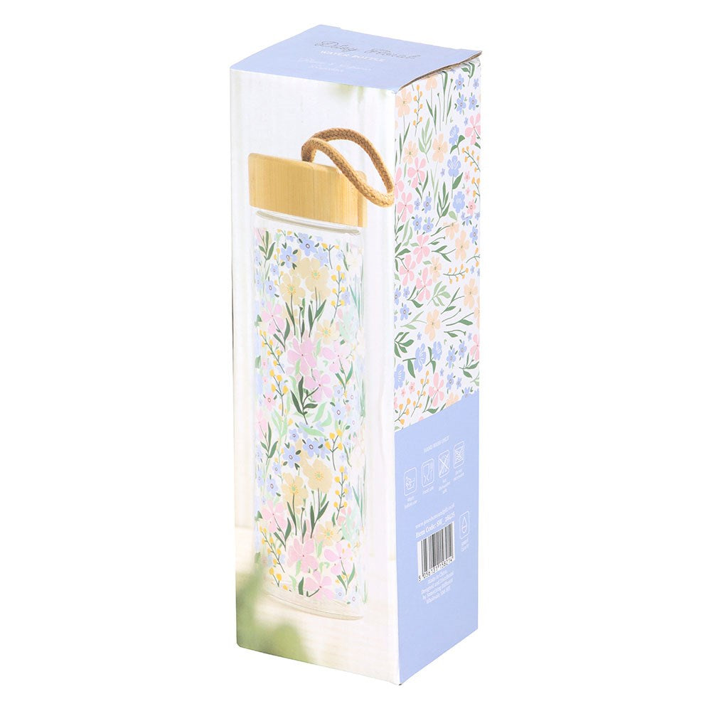 Blomster Glassflaske med bambuslokk