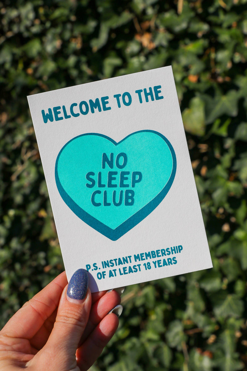 No sleep club mint Risograph Postcard