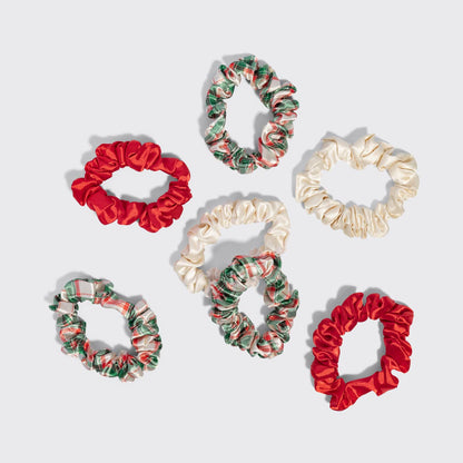 Holiday Ruched Satin Scrunchies 7pk