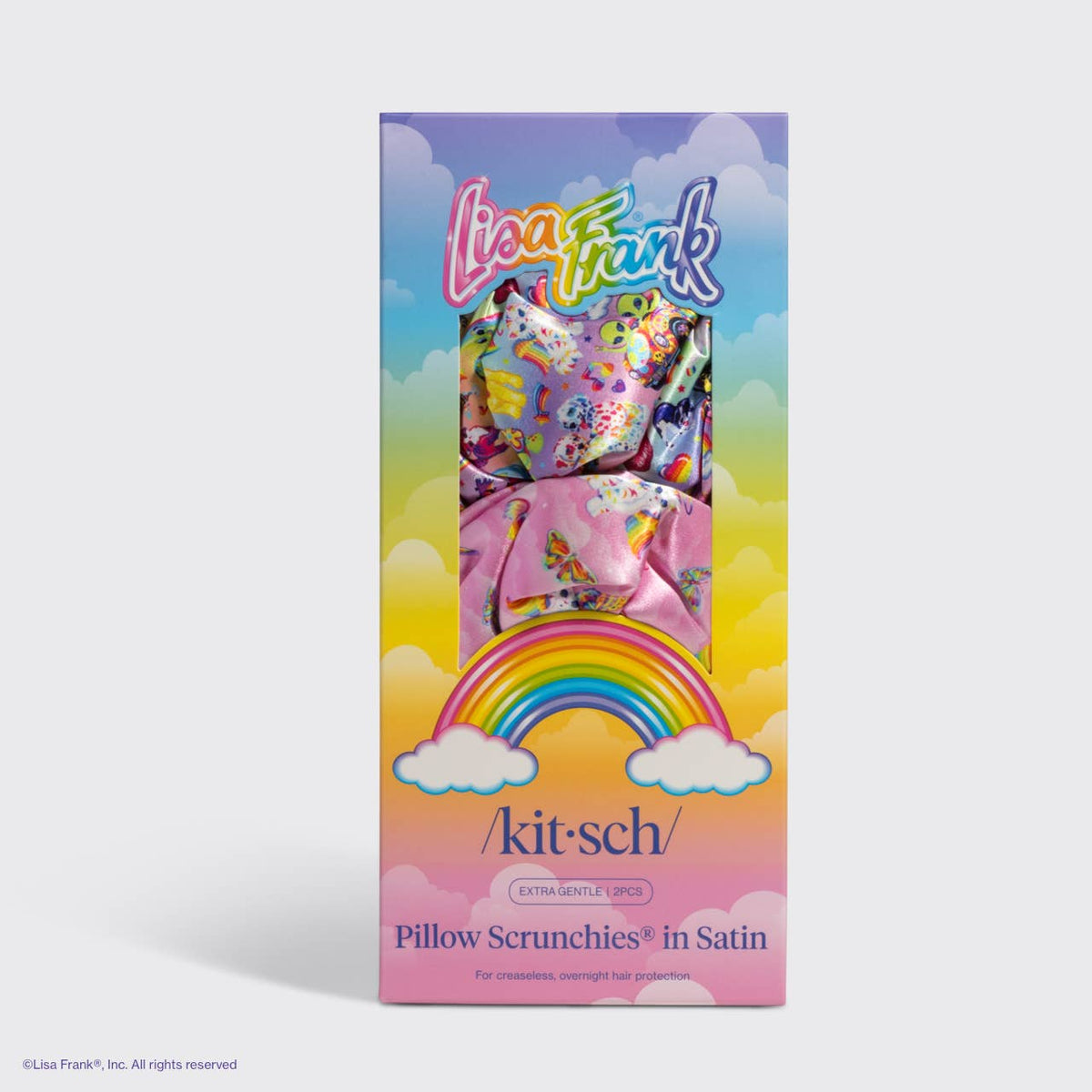 Lisa Frank x Kitsch – store satengscrunchies, 2-pakning