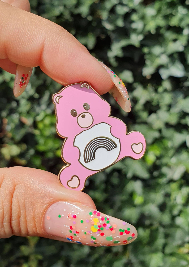 Enamel pin Care Bear pink sending rainbows lapel pin brooch: Green