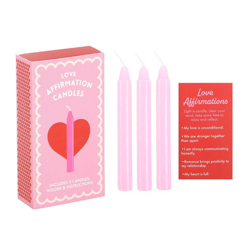 Set med 3 Love Affirmation Valentine Lys i eske