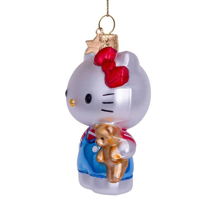 Hello Kitty - Julekule m/blå buksedress og bamse
