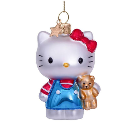 Hello Kitty - Julekule m/blå buksedress og bamse