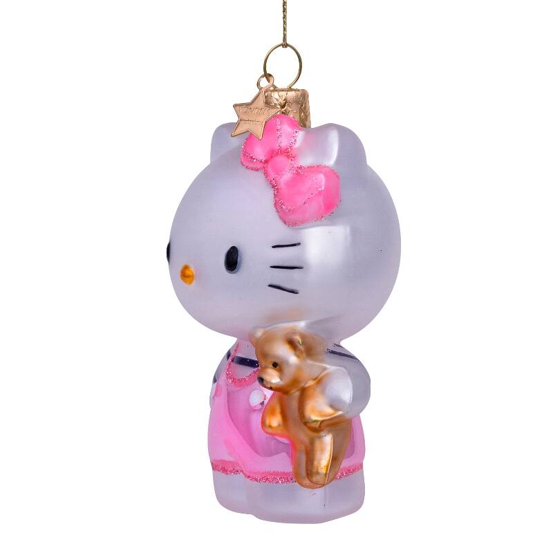 Hello Kitty - Julekule med rosa kjole og bamse