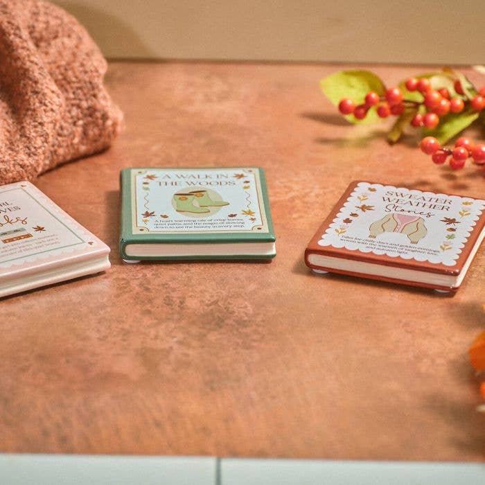 Cosy Chapter bokformet coaster – 3 assorterte