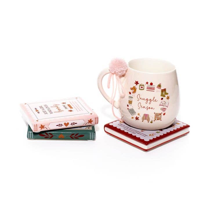 Cosy Chapter bokformet coaster – 3 assorterte