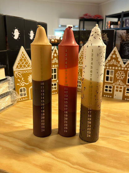 Adventslys -   Beige / Brown / Red