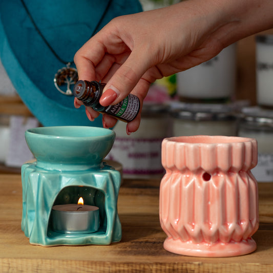 Geometrisk Duftbrenner i Keramikk - Rosa