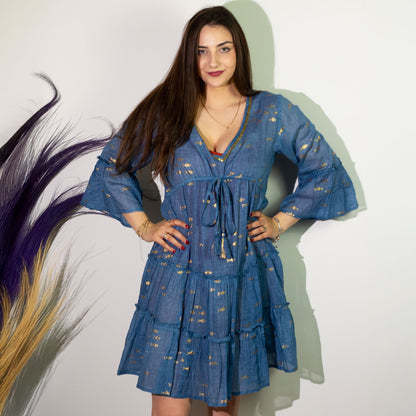 Sea Blue & Gold Fish – Beach Dress