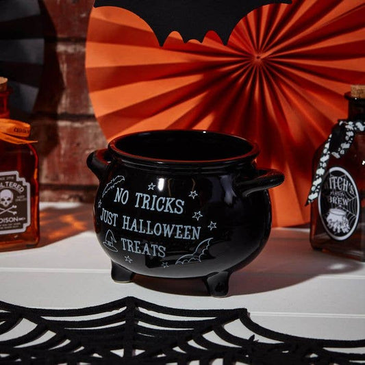 Halloween godteskål – sort heksegryte i keramikk