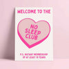 No sleep club pink neon Risograph Postcard