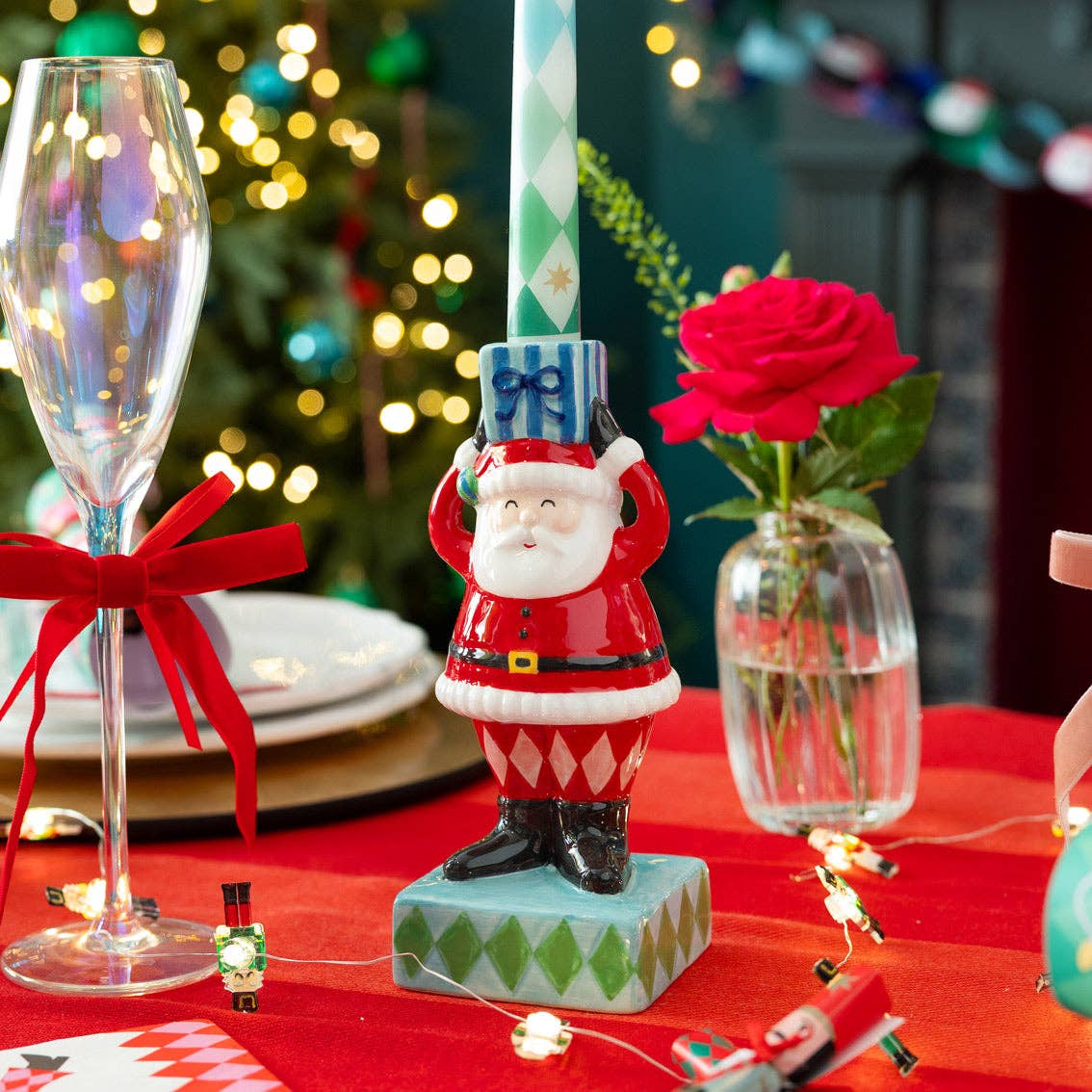 Santa Lysestake i Keramikk – Håndmalt Julenisse 🎅❤️