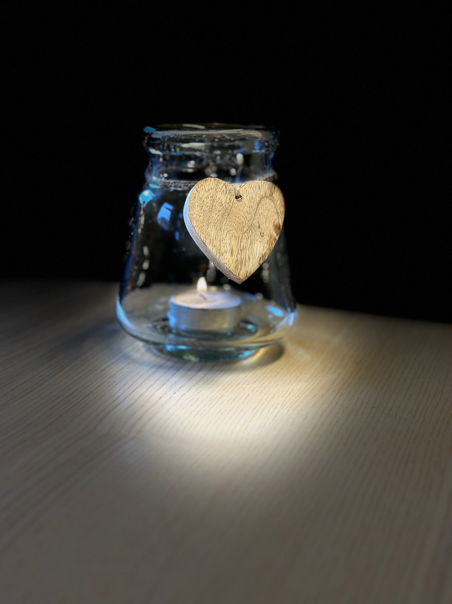 Lysglass M Trehjerte H 11 Cm