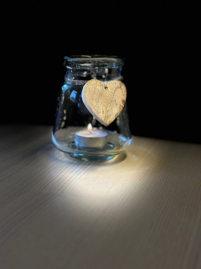 Lysglass M Trehjerte H 11 Cm