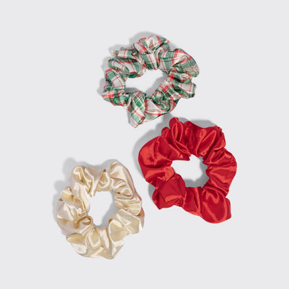 Kitsch Holiday – scrunchies i julefarger, 3-pakning
