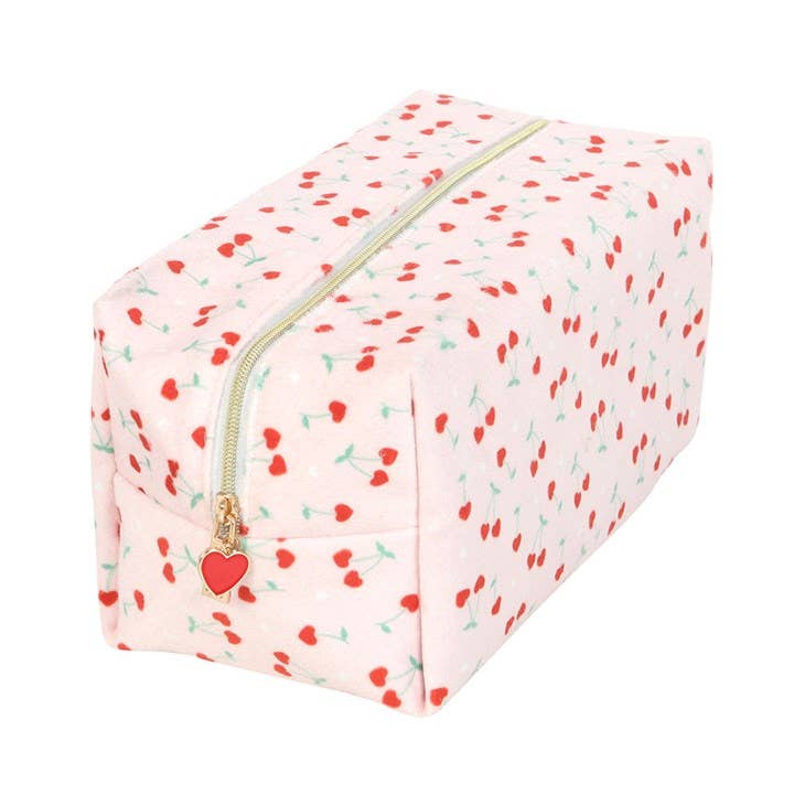 Heart Cherry Print Makeup Bag