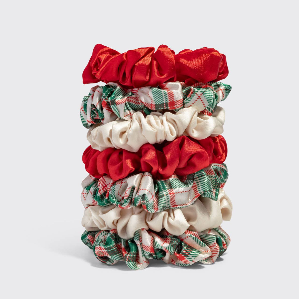 Holiday Ruched Satin Scrunchies 7pk