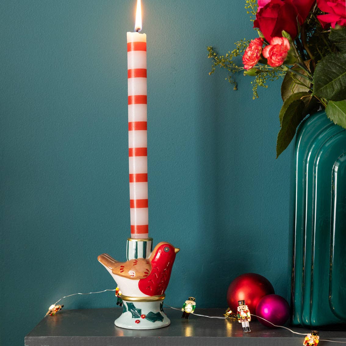 Robin Lysestake i Keramikk – Håndmalt Rødstrupe ❤️🎄