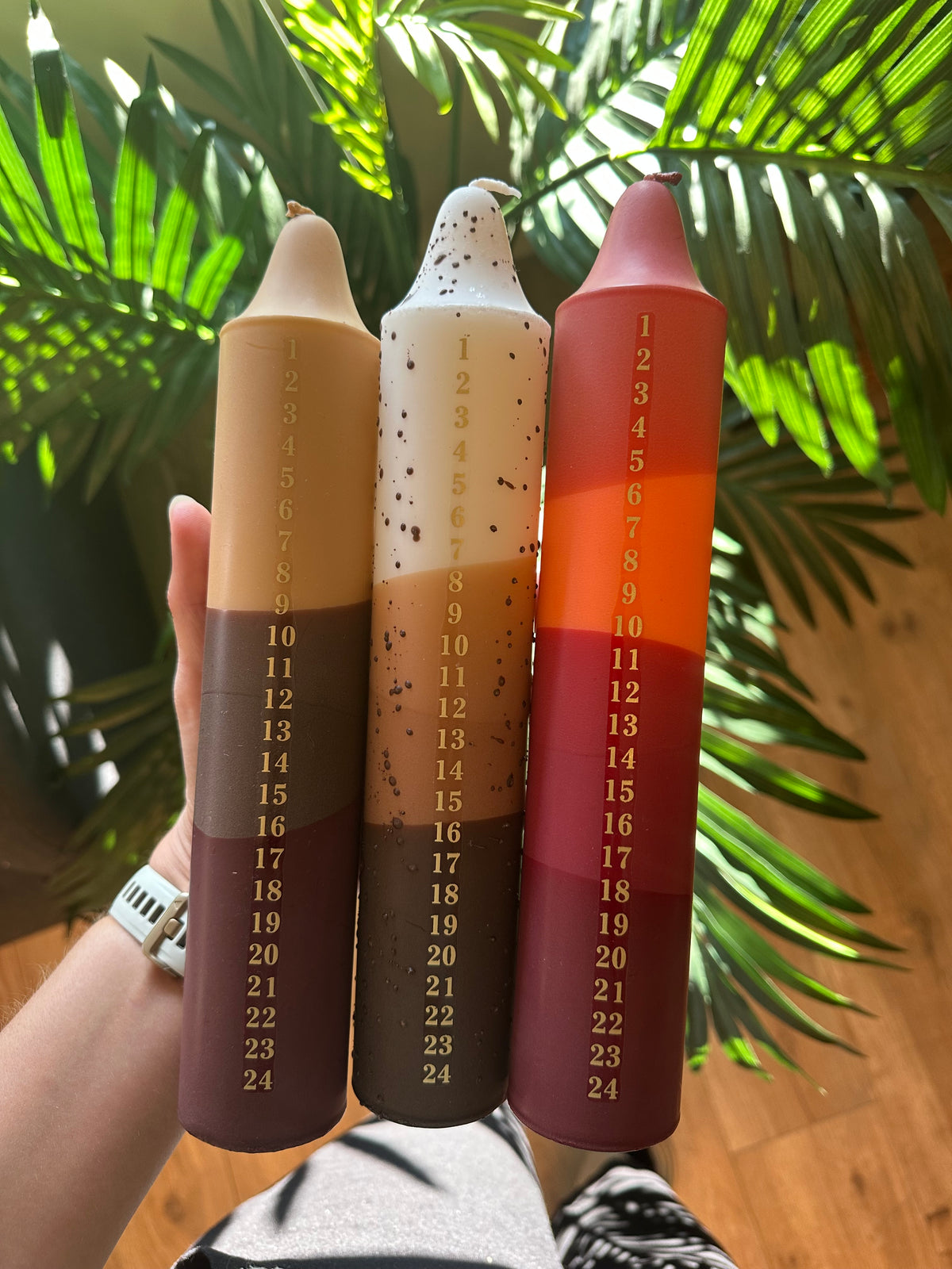 Adventslys -   Beige / Brown / Red