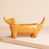 Orange Dachshund Standing Dog Planter