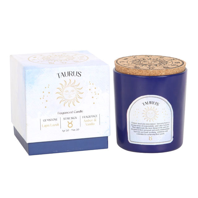 Taurus Amber & Vanilla Zodiac Crystal Candle