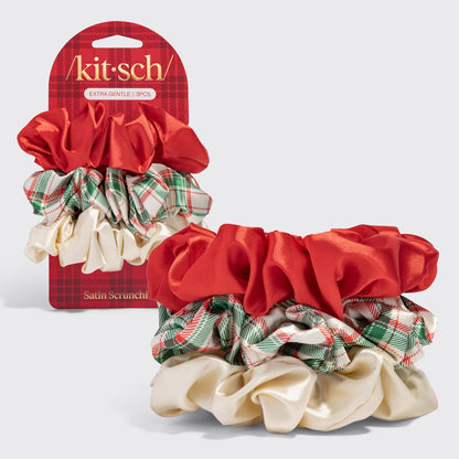 Kitsch Holiday – scrunchies i julefarger, 3-pakning