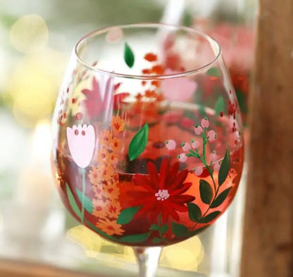 Håndmalt Wildflower Balloon Gin Glass