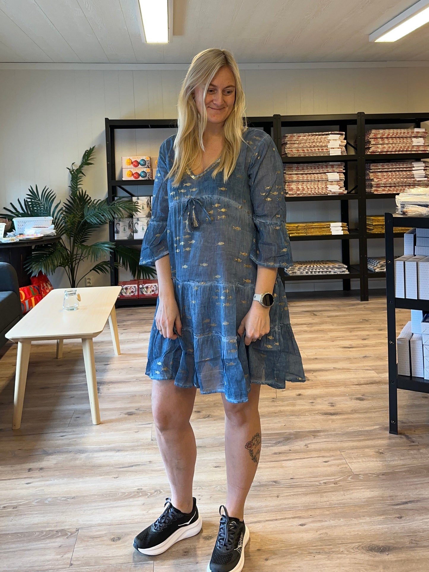 Sea Blue & Gold Fish – Beach Dress